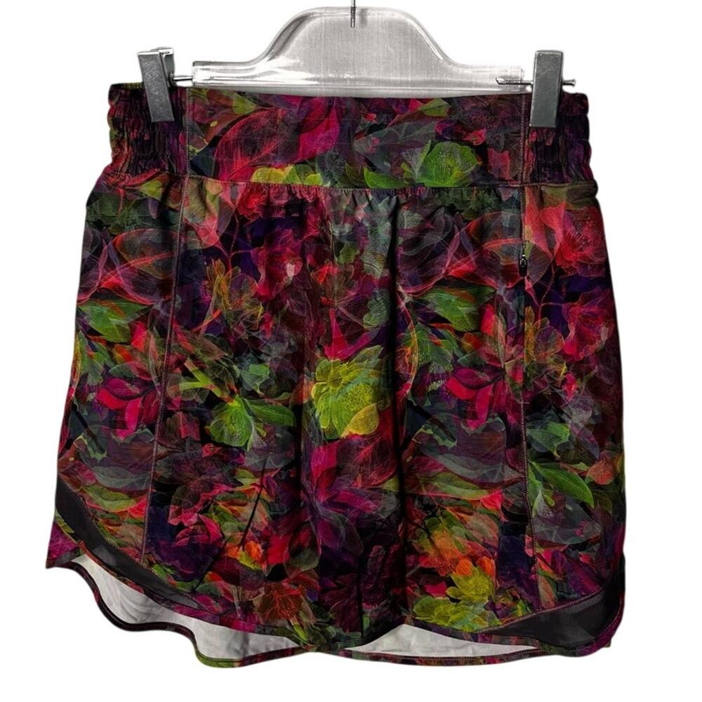 Lululemon Pace Rival Neon Floral Athletic Running Skirt 6